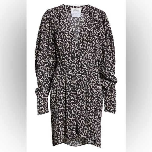 ISABEL MARANT "Arone" Floral Vine Viscose Crepe Draped Dress FR44 US 12 NWT 595$ - Picture 3 of 10